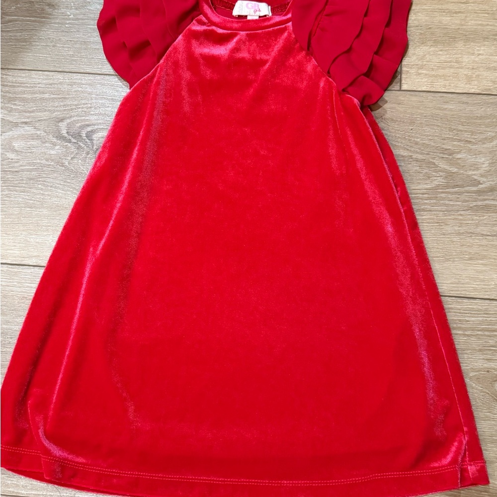 GB Girls Red Velvet Formal Dress